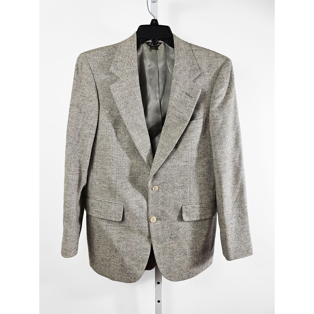 Vintage Bill Blass Herringbone Tweed Blazer Damaged Small Medium ACTWU Made